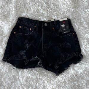 Levi's Women's Distressed Black Jean Shorts